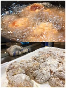 唐揚げ 衣着けと油揚げ最中